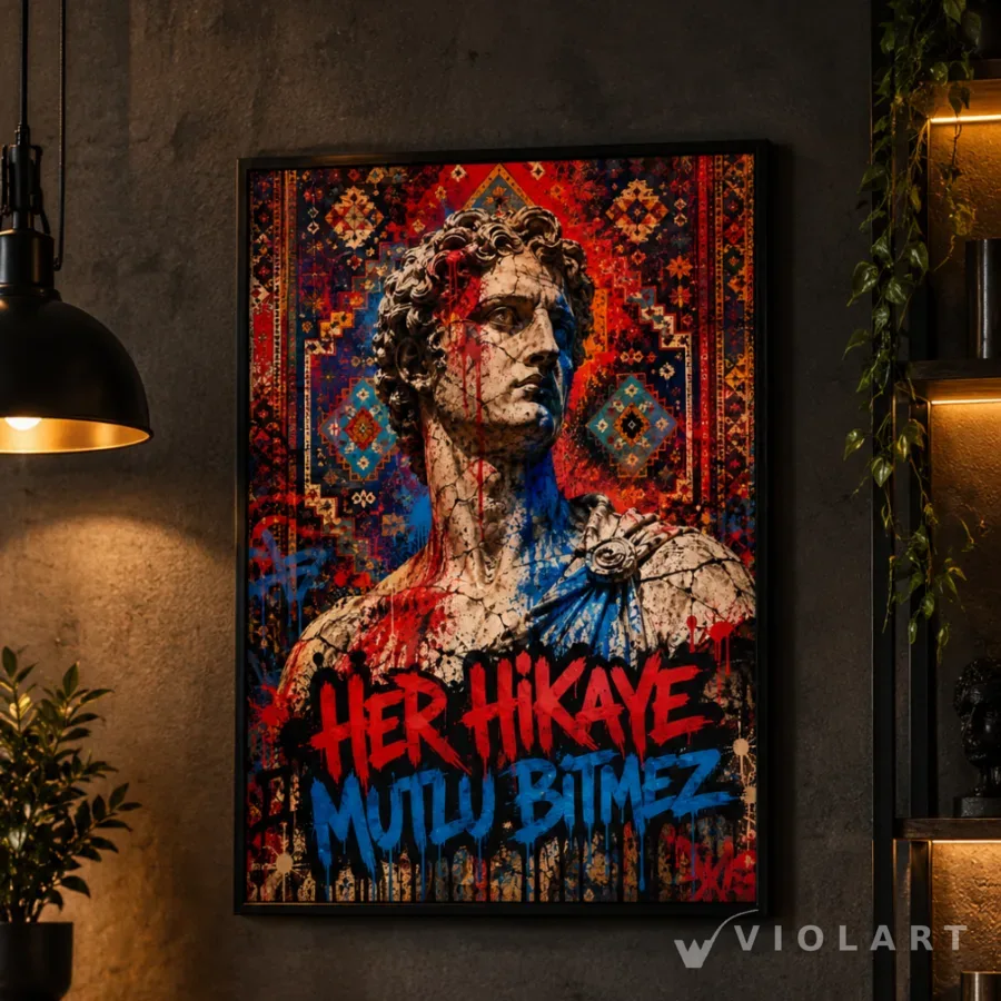 Her Hikaye Mutlu Bitmez tablosu duvarda