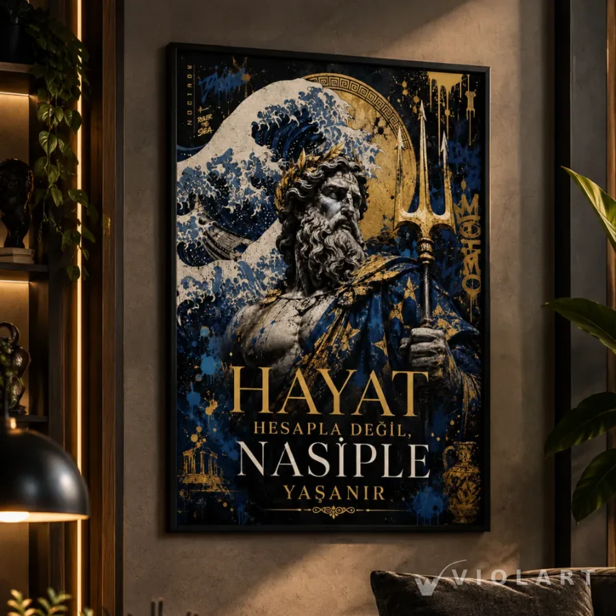 Hayat Hesapla Değil Nasiple Yaşanır tablosu duvarda