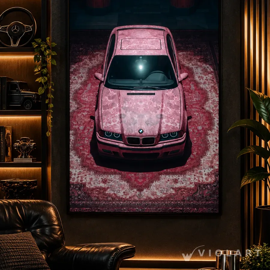 BMW E36 Pembe Tutku tablosu duvarda