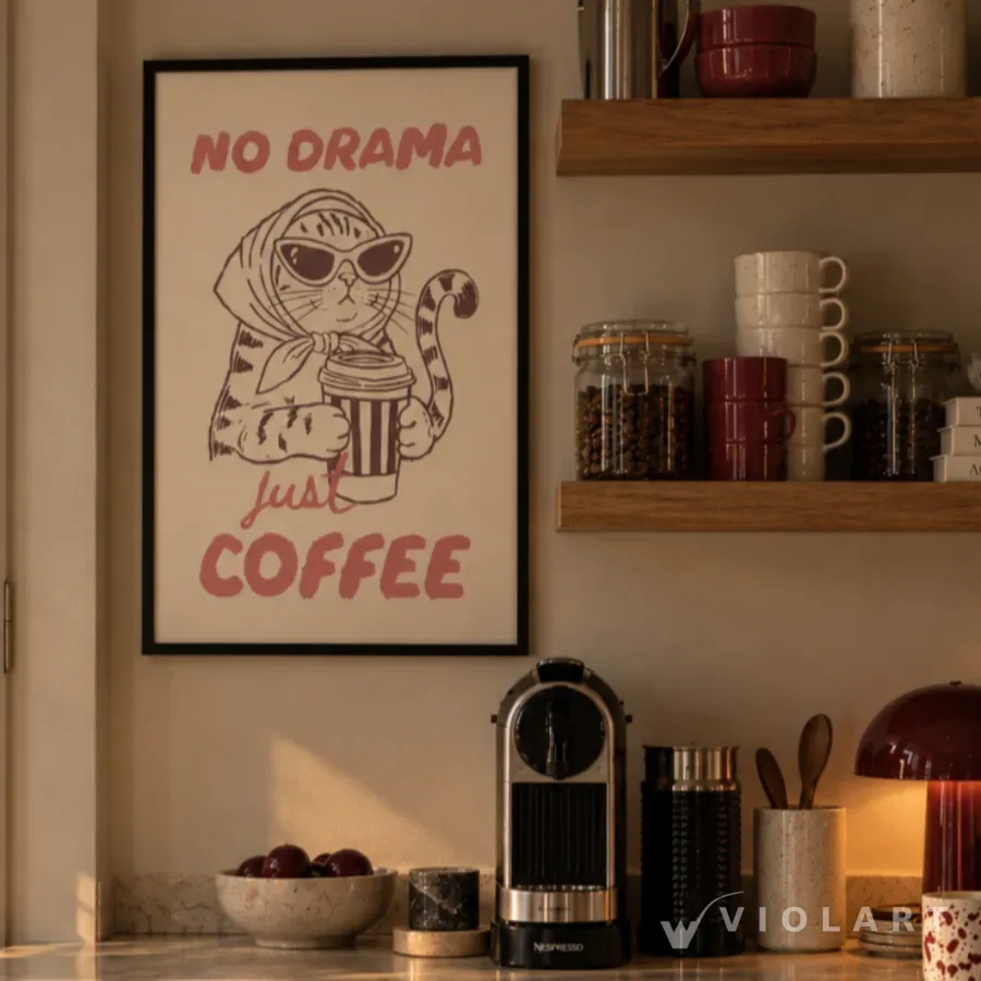 No Drama, Just Coffee tablosu duvarda